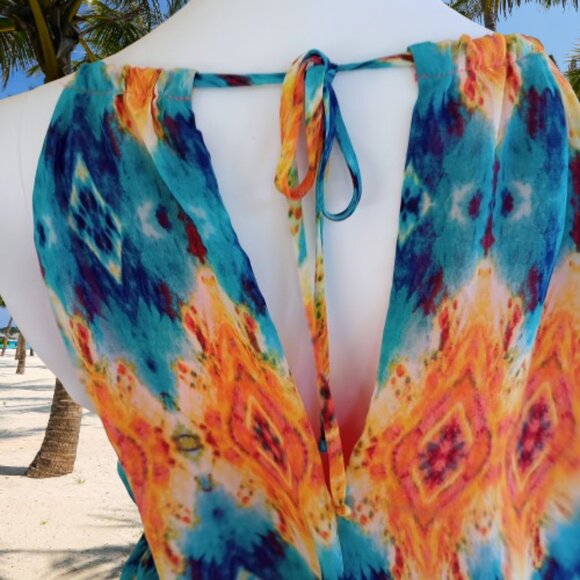 City Triangles Sleeveless Dress with Handkerchief Hem Sheer & Lined Size L - Picture 8 of 13